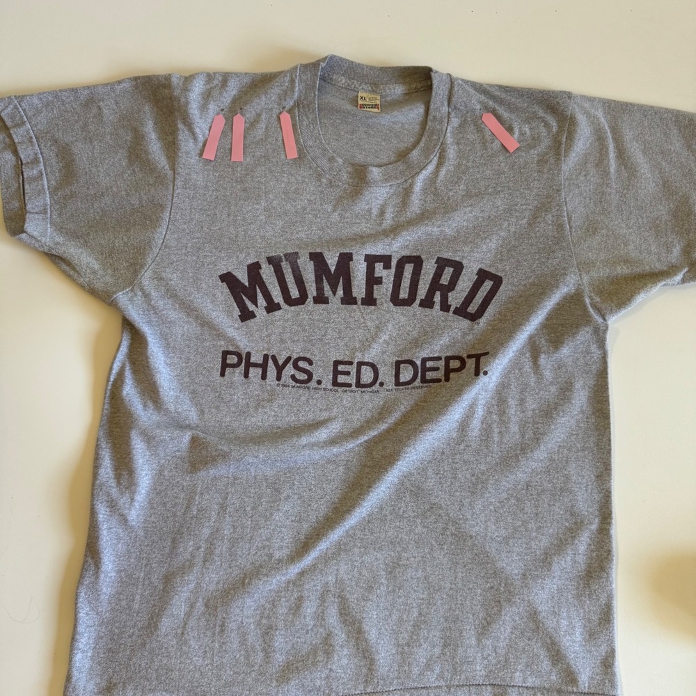 Vintage 1984 Mumford High School Phys Ed Dept T-Shirt Screen Stars XL Gray 80s - Picture 8 of 10